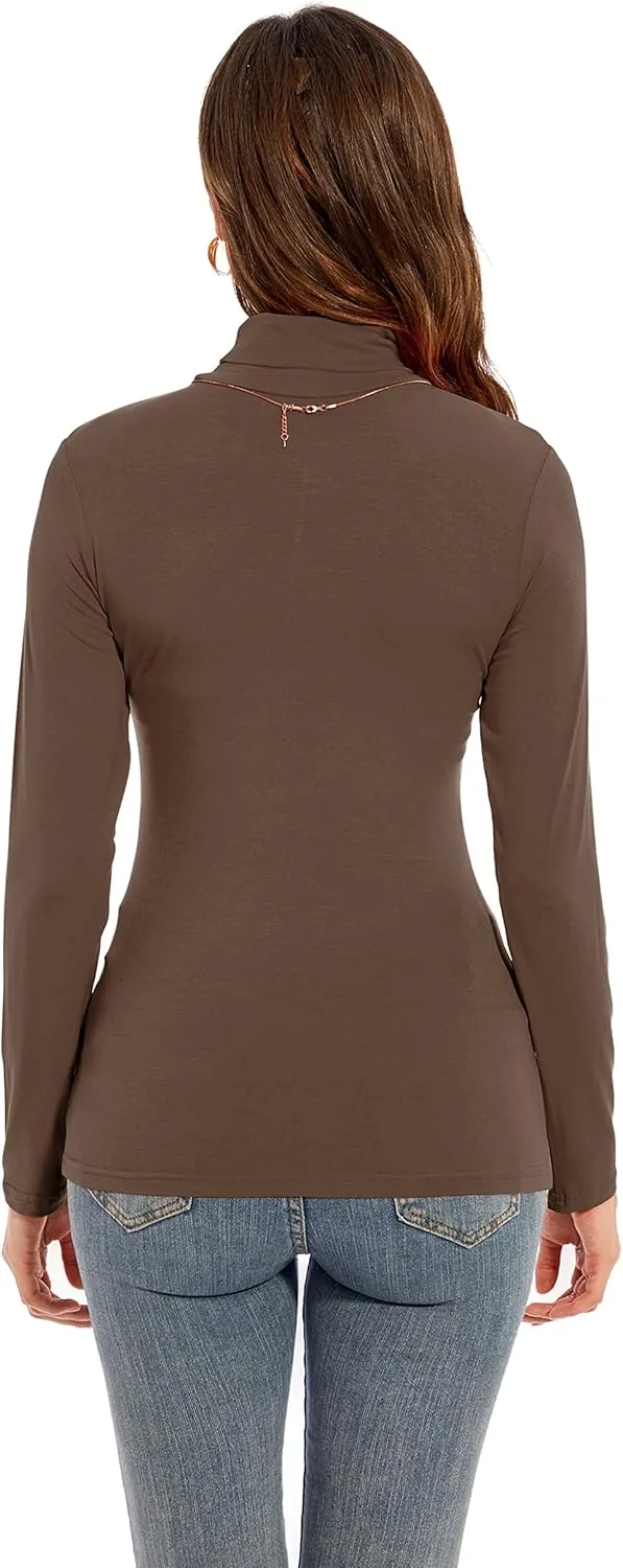 Womens Long Sleeve Turtleneck T-Shirts Casual Lightweight Slim Fit Cozy Base Layer Top