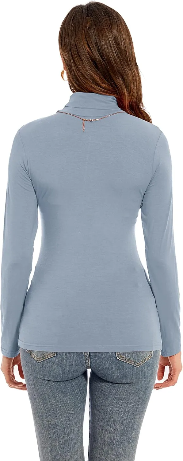 Womens Long Sleeve Turtleneck T-Shirts Casual Lightweight Slim Fit Cozy Base Layer Top