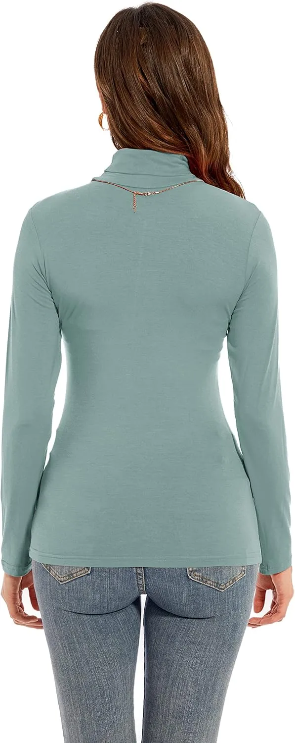 Womens Long Sleeve Turtleneck T-Shirts Casual Lightweight Slim Fit Cozy Base Layer Top