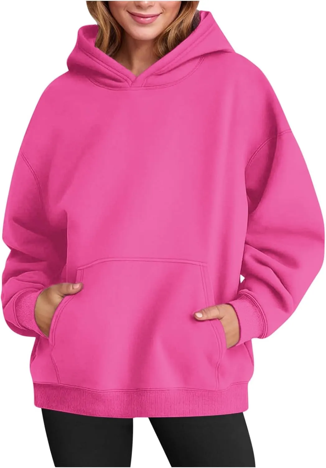 Women's Oversized Hooded Sweatshirt 2024 Fall Fashion Long Sleeve Casual Hoodies Pullover Tops with Pocket