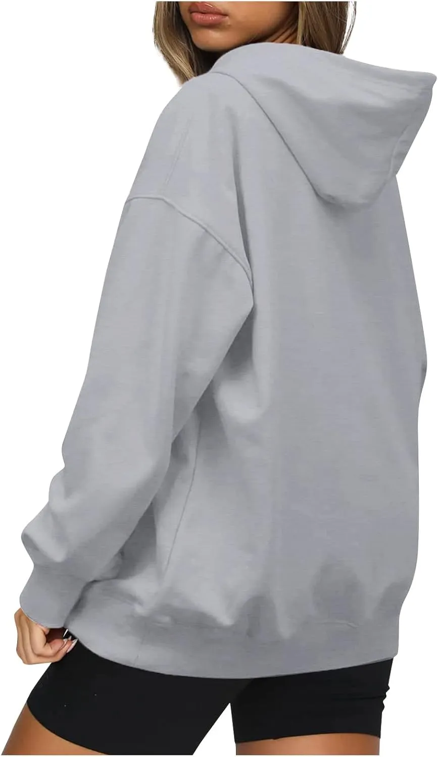 Womens Oversized Hoodies Fleece Sweatshirts Long Sleeve Drawstring Sweaters Pullover Fall Winter Clothes with Pocket