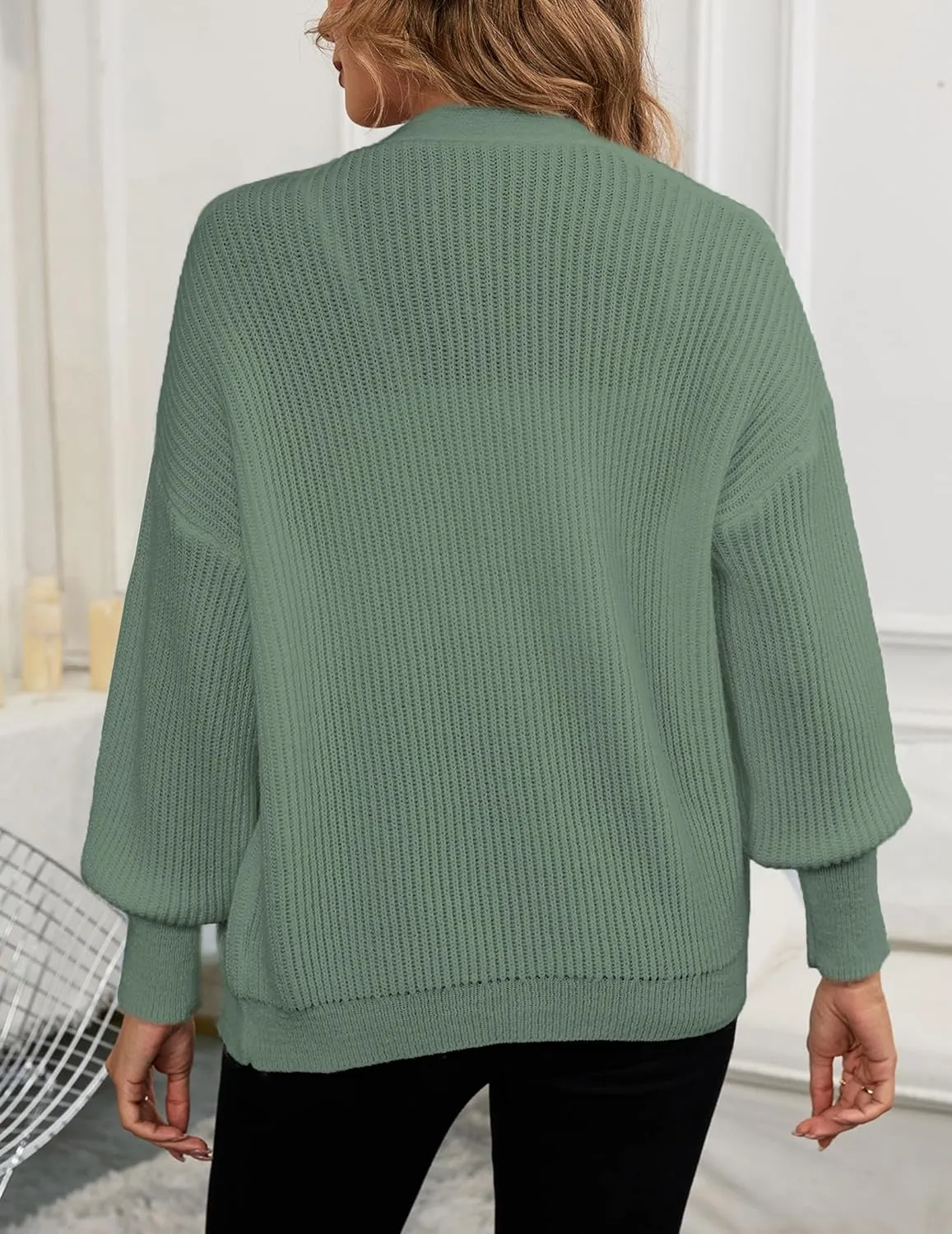 Women's Oversized V Neck Button Cardigan Fall 2024 Ladies Dressy Casual Chunky Ribbed Knit Sweater Cardigans