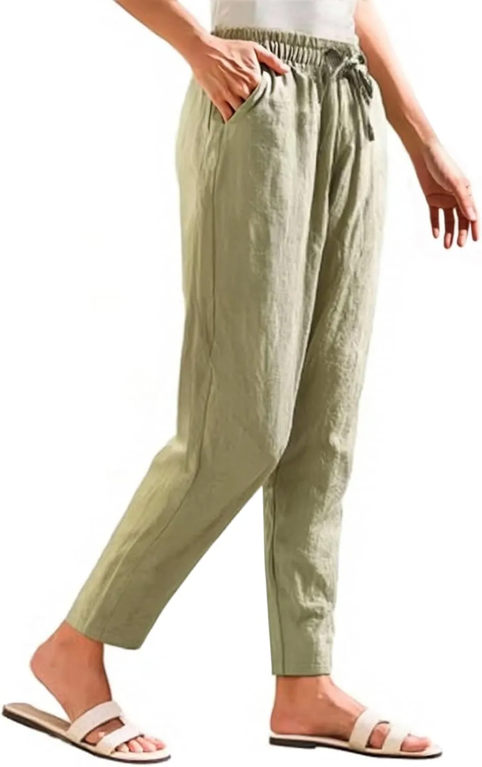 Women's Pants, Linen Casual Pants Straight Leg Peasant Women Trendy Teacher Wide