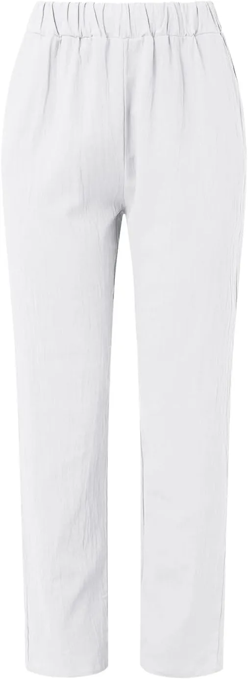 Women's Pants, Linen Plaid Peasant Pants Casual Straight Leg Wide Women Trendy