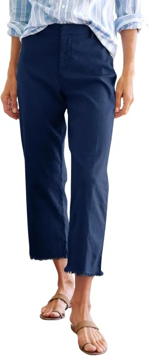 Women's Pants, Trendy Casual Linen Straight Leg Peasant Pants 2025 Flwoy Stretchy