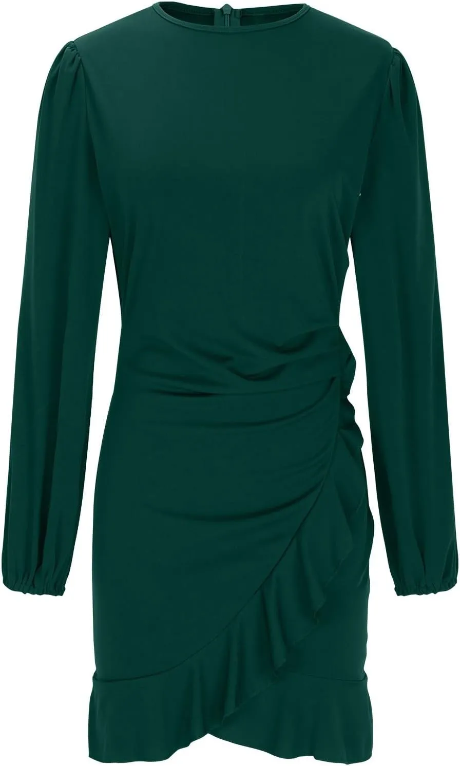 Womens Sexy Fall Short Dresses Puff Long Sleeve Ruffle Hem mini Dresses Casual Cozy Slim fit wrap Bodycon Dresses