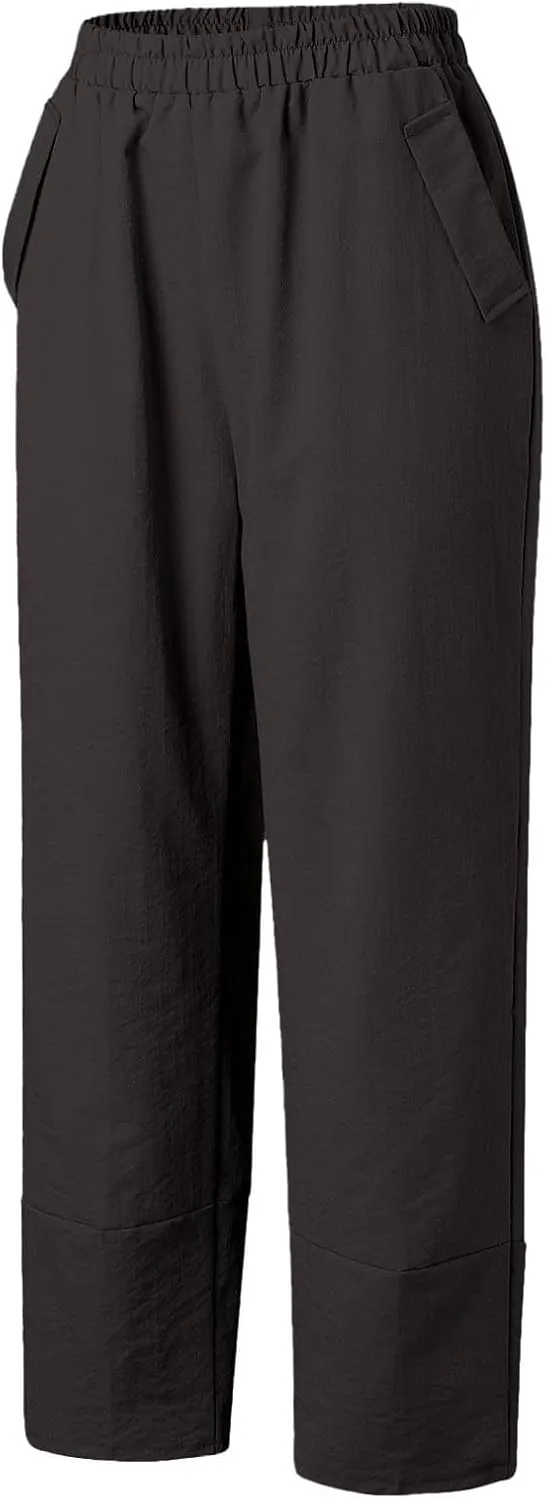 Women's Straight Leg Pants Women High Waist Palazzo Pants Casual Elastic Waisted Palazzo Harem with Pockets Women Flowy