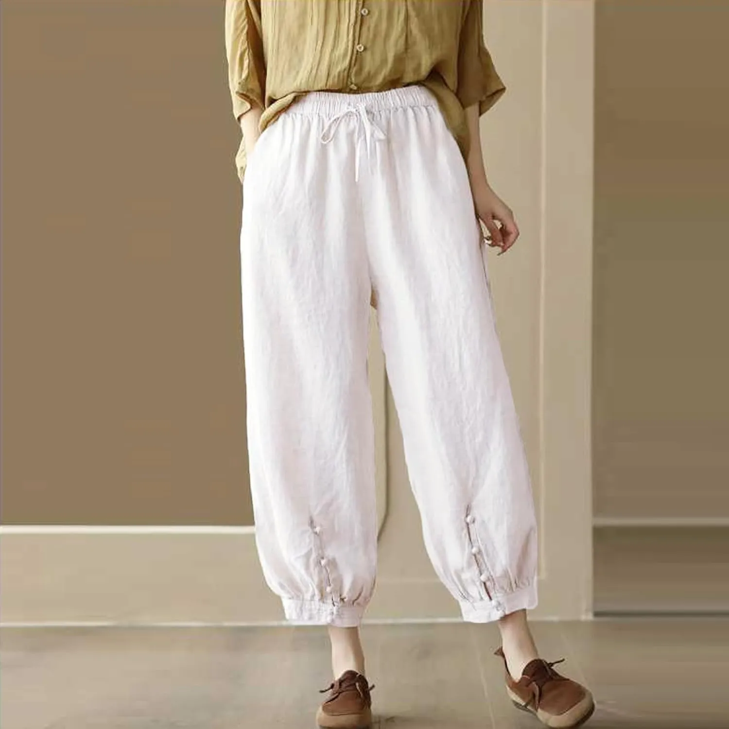 Womens Sweatpants, Trendy Casual Pants Linen Peasant Straight Leg Lounge Women Striped