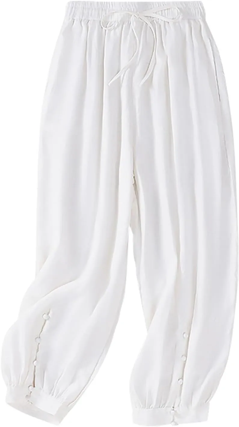 Womens Sweatpants, Trendy Casual Pants Linen Peasant Straight Leg Lounge Women Striped