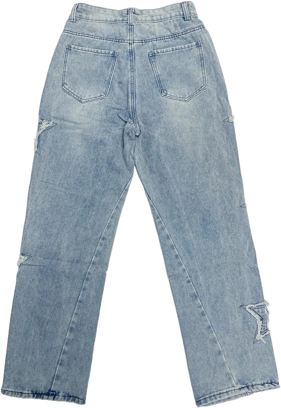 Womens Trendy High Waist Wide Leg Y2K Jeans Aesthetic Star Pants Teen Girls Boyfriend Loose Fit Star Embroidery Jeans