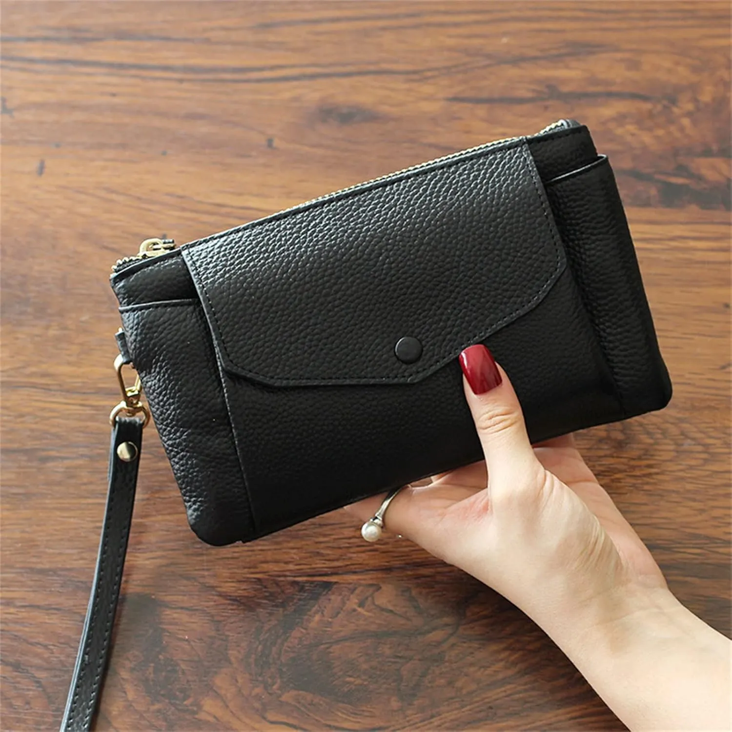Women's Wristlet Clutch Women's Clutch Bag Versatile Large Capacity Leather Clutch Bag for Shopping, Holiday