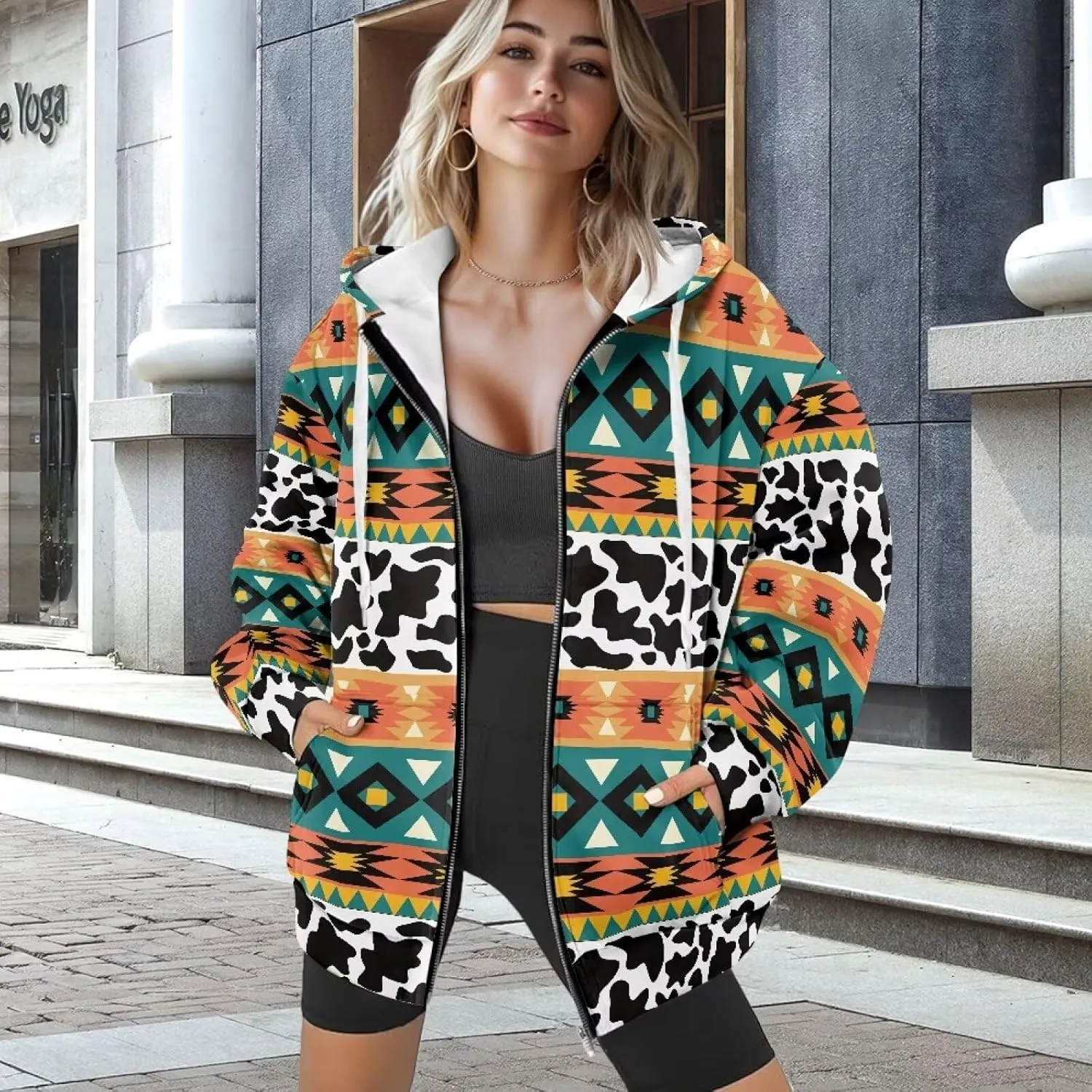 Women's Zip Up Hoodie Trendy Thermal Long Sleeve Shirts for Women