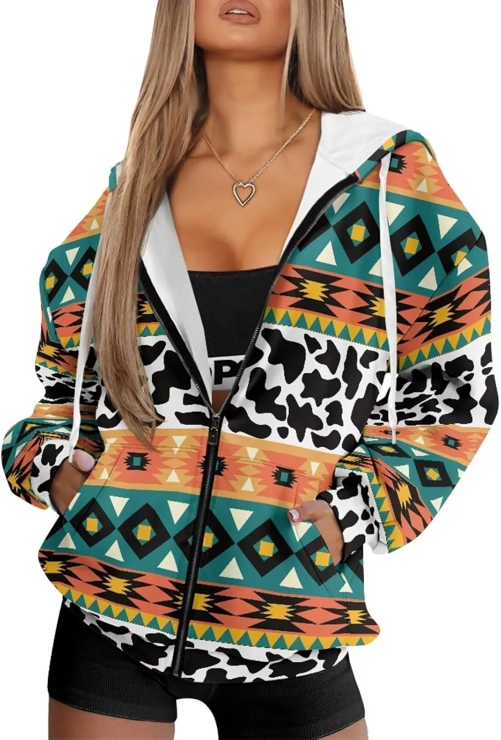 Women's Zip Up Hoodie Trendy Thermal Long Sleeve Shirts for Women