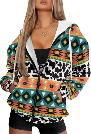 Women's Zip Up Hoodie Trendy Thermal Long Sleeve Shirts for Women