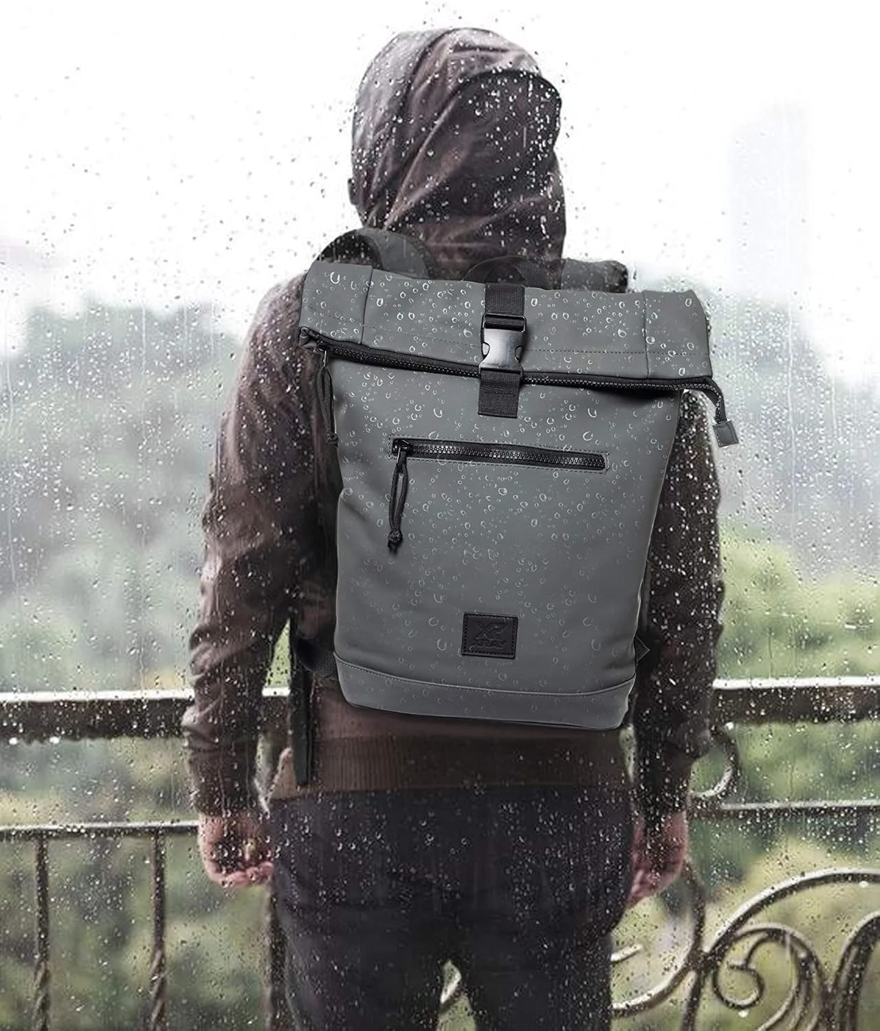 X RAY Expandable Roll Top Waterproof Trendy Backpack With Laptop Pocket (Slate)