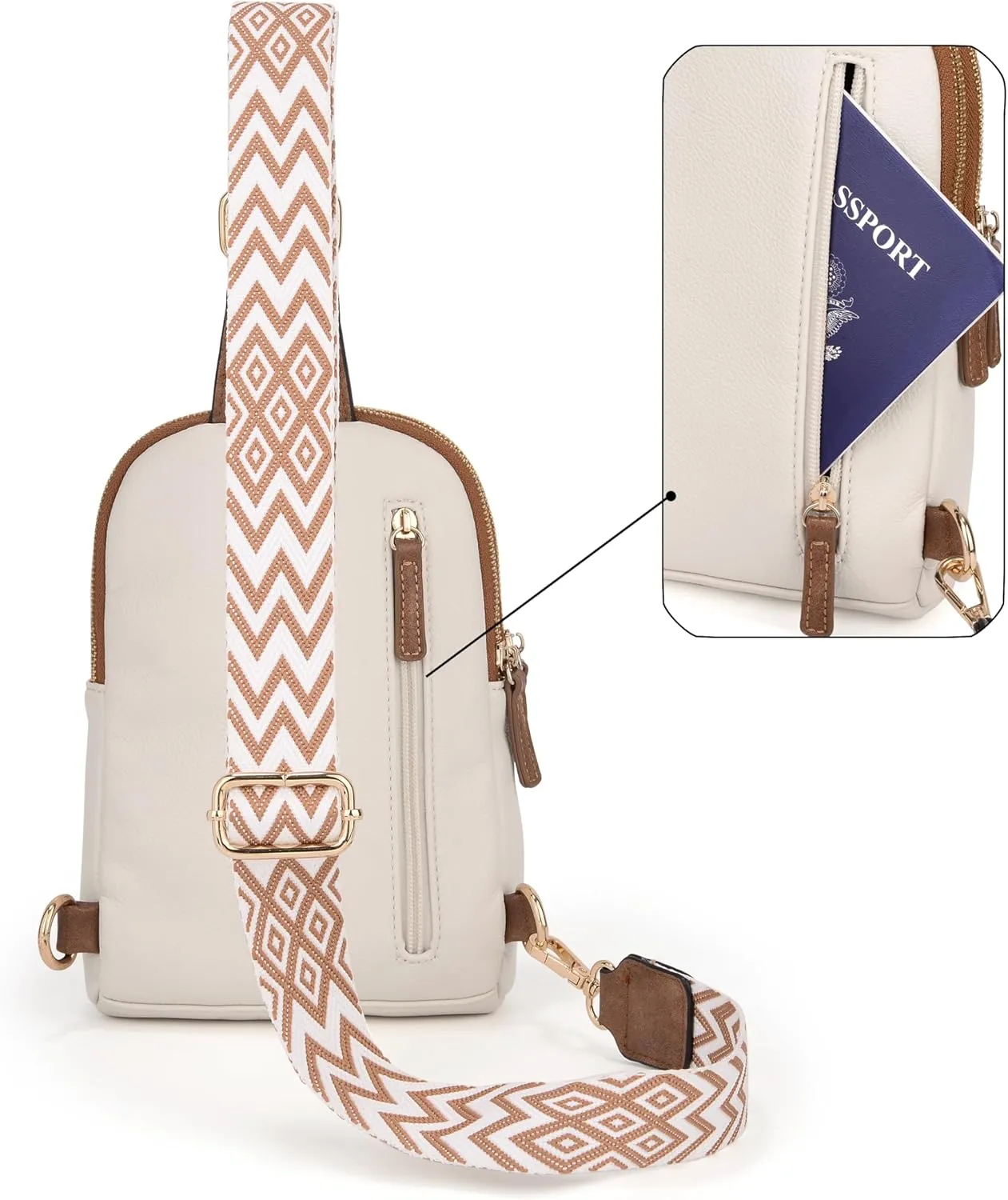 YALUXE Sling Bags for Women Leather Crossbody Bag Trendy Crossover Chest Bag