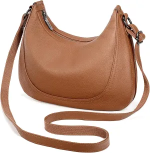 YALUXE Womens Real Cowhide Leather Shoulder Bag Crescent Underarm Handbag Trendy Purse