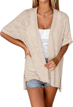 Zeagoo Womens Lightweight Cardigan 2025 Summer Short Sleeve Cardigans Open Front Beach Coverup,S-XXL
