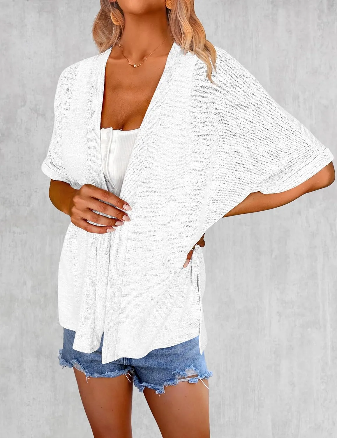 Zeagoo Womens Lightweight Cardigan 2025 Summer Short Sleeve Cardigans Open Front Beach Coverup,S-XXL