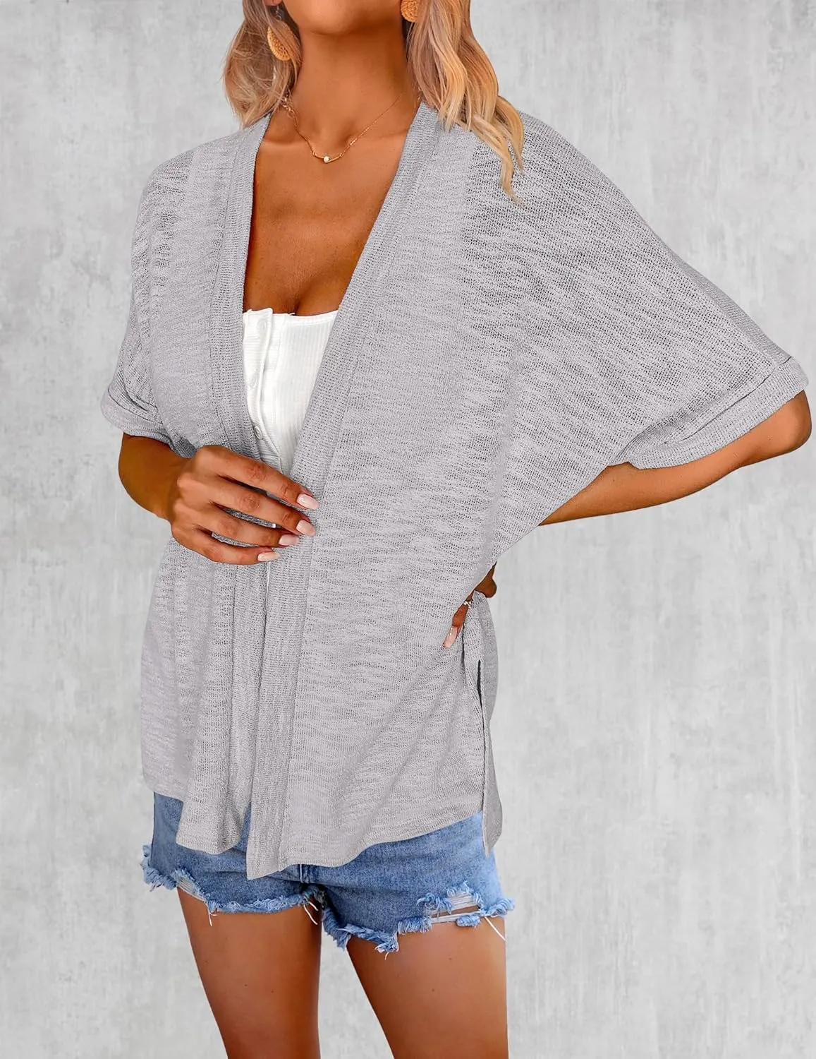 Zeagoo Womens Lightweight Cardigan 2025 Summer Short Sleeve Cardigans Open Front Beach Coverup,S-XXL
