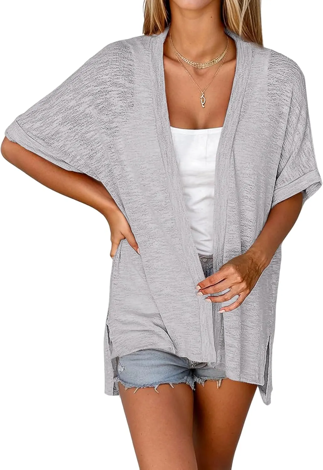 Zeagoo Womens Lightweight Cardigan 2025 Summer Short Sleeve Cardigans Open Front Beach Coverup,S-XXL