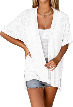 Zeagoo Womens Lightweight Cardigan 2025 Summer Short Sleeve Cardigans Open Front Beach Coverup,S-XXL