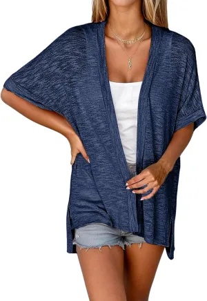 Zeagoo Womens Lightweight Cardigan 2025 Summer Short Sleeve Cardigans Open Front Beach Coverup,S-XXL