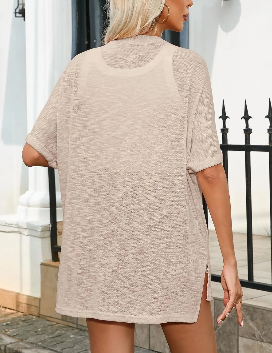 Zeagoo Womens Lightweight Cardigan 2025 Summer Short Sleeve Cardigans Open Front Beach Coverup,S-XXL