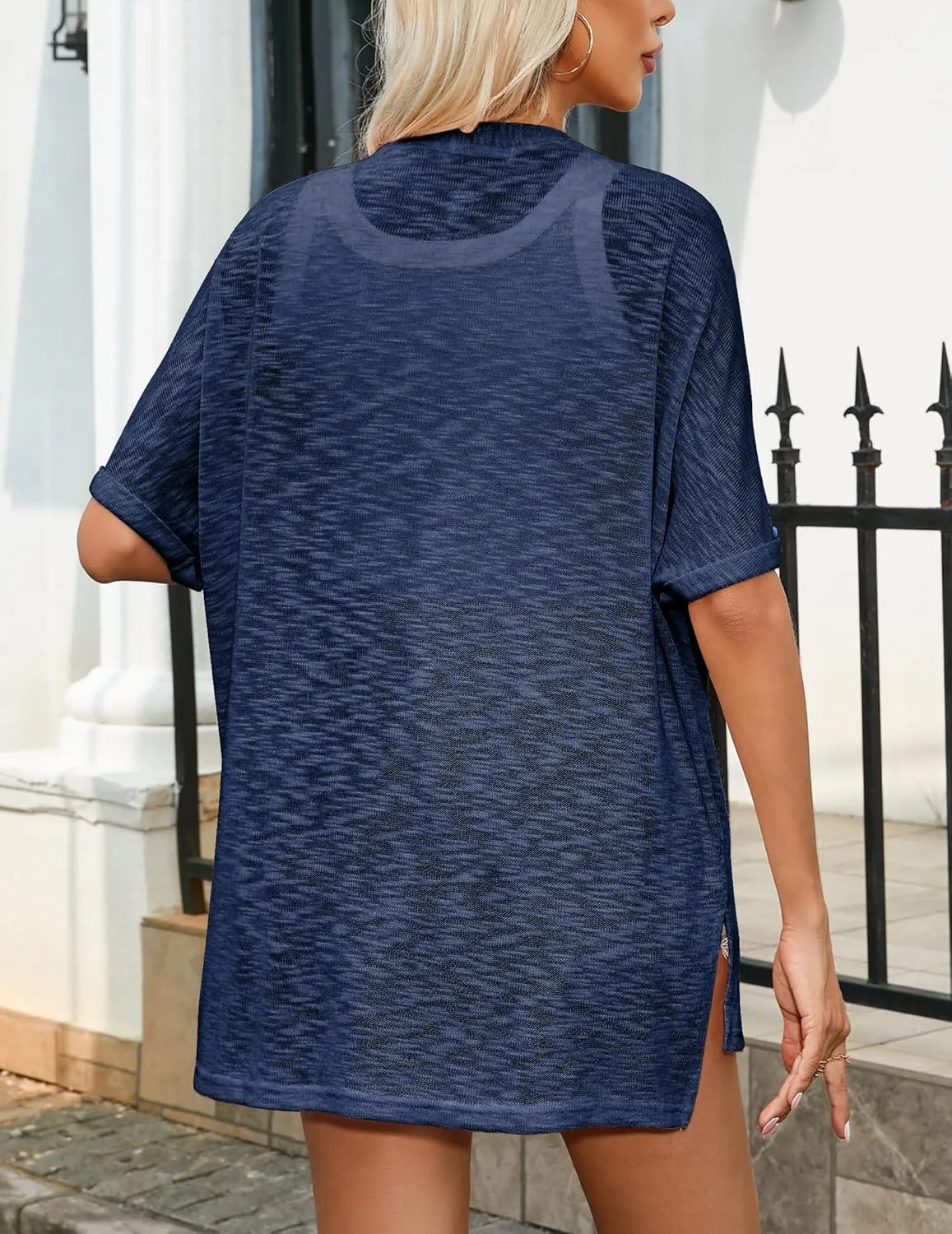 Zeagoo Womens Lightweight Cardigan 2025 Summer Short Sleeve Cardigans Open Front Beach Coverup,S-XXL