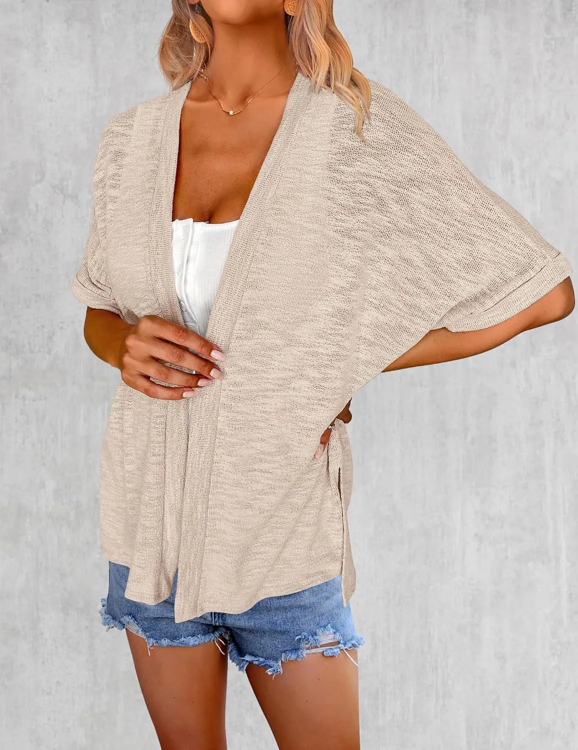 Zeagoo Womens Lightweight Cardigan 2025 Summer Short Sleeve Cardigans Open Front Beach Coverup,S-XXL
