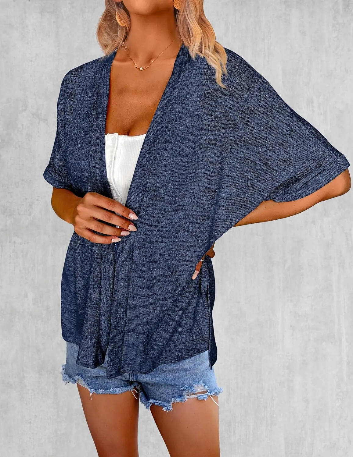 Zeagoo Womens Lightweight Cardigan 2025 Summer Short Sleeve Cardigans Open Front Beach Coverup,S-XXL