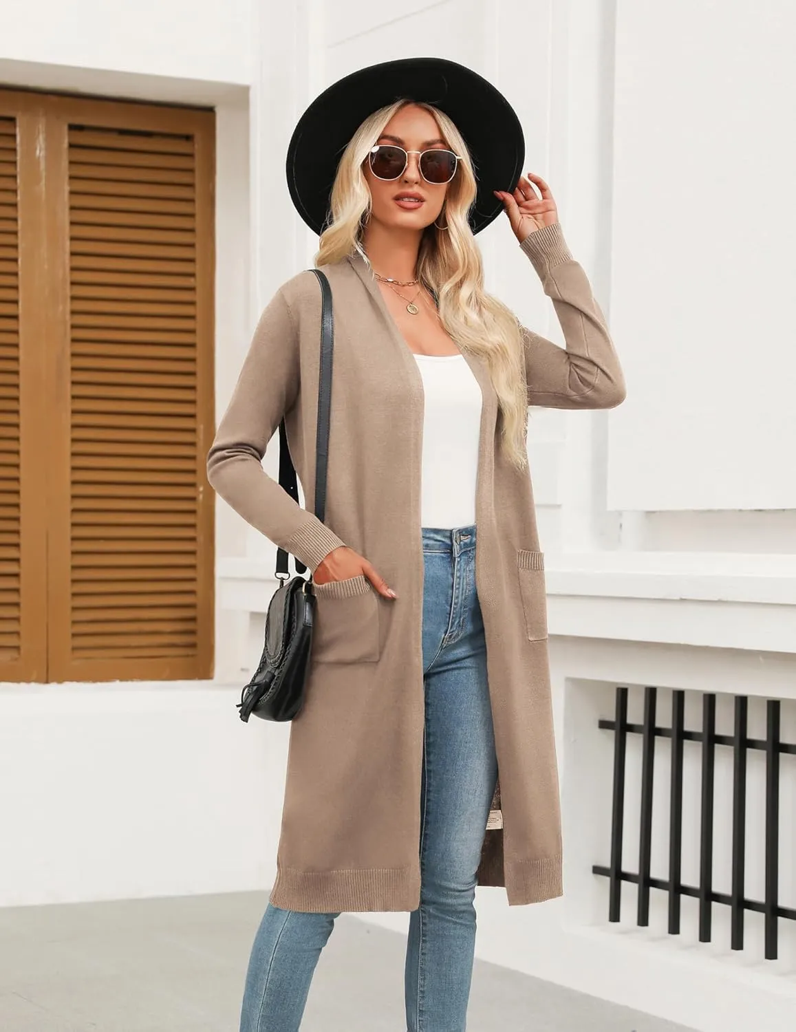 Zeagoo Women's Long Cardigan Sweaters Lightweight Sweater Long Sleeve Open Front Casual Knit Duster Cardigans with Pocket