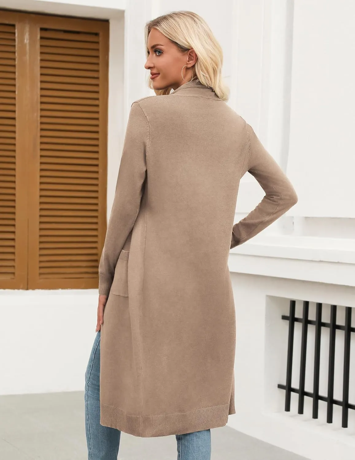 Zeagoo Women's Long Cardigan Sweaters Lightweight Sweater Long Sleeve Open Front Casual Knit Duster Cardigans with Pocket