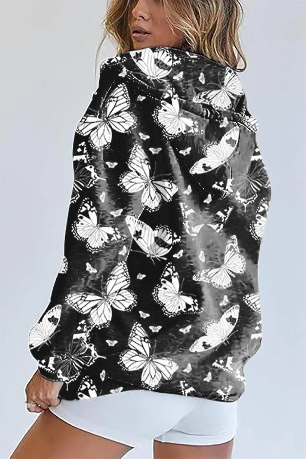 Zip Up Hoodie Women Butterfly Graphic Hoodies Long Sleeve Oversized Y2K Sweatshirts Cute jackets Plus Size for Girls